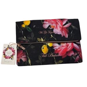 Ted Baker Black Print Travel Bag Pink and Yellow Floral Design Bag NWT